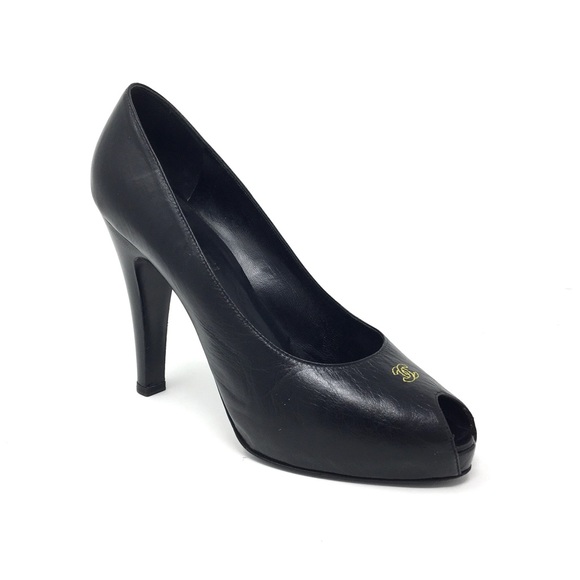CHANEL Shoes - Chanel Peep Toe Platform Heels